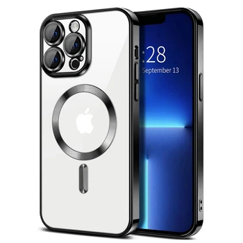 Силиконовый чехол Fashion Shining для iPhone 15 Pro Max с поддержкой беспроводной зарядки black