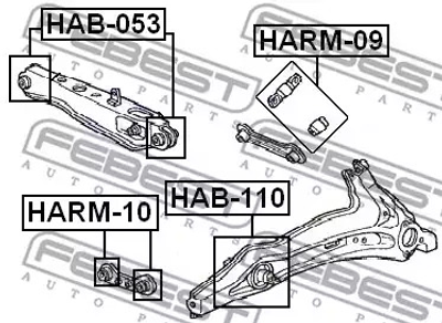 Сайлентблок важеля (к-кт) Honda CR-V 97-02, FEBEST (HARM10)