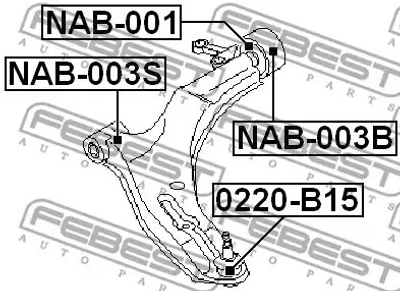 Сайлентблок переднего рычага (задний) Almera 00-06, FEBEST (NAB003B)