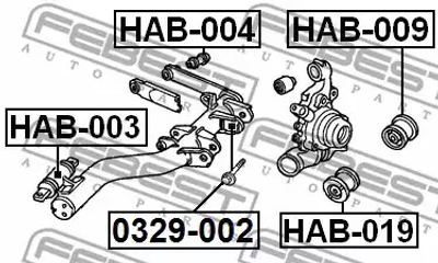 Сайлентблок задньої цапфи Honda CR-V/Civic 01-07, FEBEST (HAB009)