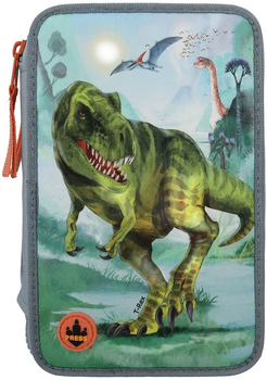 Piórnik potrójny Depesche Dino World Led T-Rex z wyposażeniem (4010070634070)