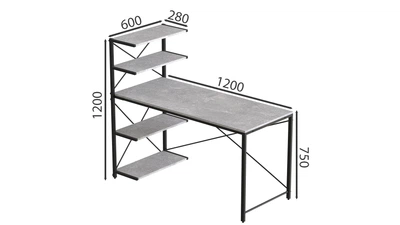 Компьютерный стол Ferrum-decor Джек 75x120x70 Черный ДСП Бетон (DJEK0049)