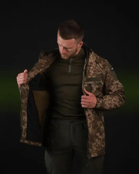 Куртка мужская с капюшоном демисезон Omega Softshell Пиксель M