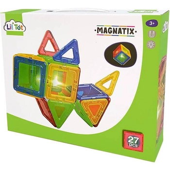 Магнітний конструктор Lil Tot Magnatix Magnetic Tiles With Light 27 деталей (5713396901596)