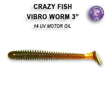 Силіконова приманка Crazy Fish Vibro worm 3" 11-75-14-6 кальмар,11-75-14-6