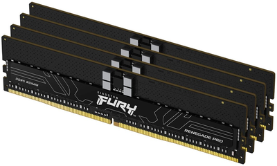 Оперативная память Kingston Fury DDR5-4800 65536MB PC5-38400 (Kit of 4x16384) Renegade Pro XMP ECC Registered 1Rx8 Black (KF548R36RBK4-64)