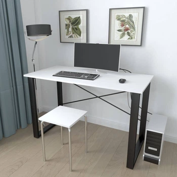 Письмовий стіл Ferrum-decor Драйв 750x1000x700 Чорний метал ДСП Білий 16 мм (DRA064)