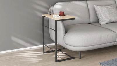Столик приставной Терри Ferrum-decor 650x440x330 Черный металл ДСП Дуб Сан-Марино 16 мм (TERR002)