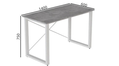 Письмовий стіл Ferrum-decor Драйв 750x1400x600 Білий метал ДСП Бетон 32 мм (DRA189)