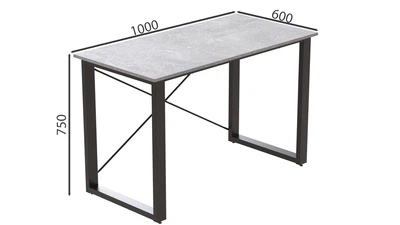 Письмовий стіл Ferrum-decor Драйв 750x1000x600 Чорний метал ДСП Бетон 32 мм (DRA133)