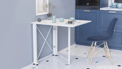 Стол-книжка трансформер Орион 1 Ferrum-decor 750x810x730 Белый металл ДСП Белый 16 мм (ORI108)
