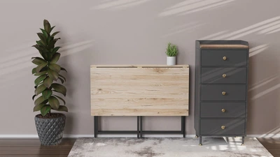 Стіл розкладний Моріс Ferrum-decor 750x1000x600 Чорний метал ДСП Дуб Сан-Маріно 16 мм (MORI002)