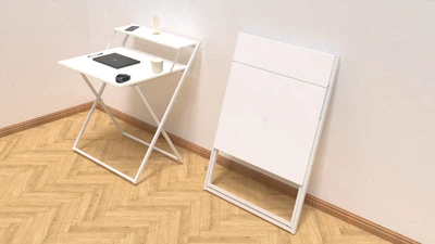 Стол трансформер Компакт 2 Ferrum-decor 750x790x720 Белый металл ДСП Белый 16 мм (KOM208)