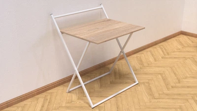 Стол трансформер Компакт 1 Ferrum-decor 750x790x720 Белый металл ДСП Дуб Сонома 16 мм (KOM111)