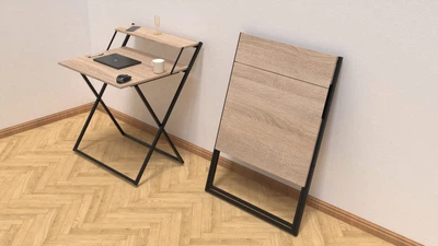 Стіл трансформер Компакт 2 Ferrum-decor 750x790x720 Чорний метал ДСП Дуб Сонома 16 мм (KOM204)