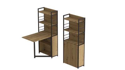 Стол книжка с этажеркой Практик 2 Ferrum-decor 1555x640x990 Черный металл ДСП Дуб Артизан 16 мм (FRD-104630)