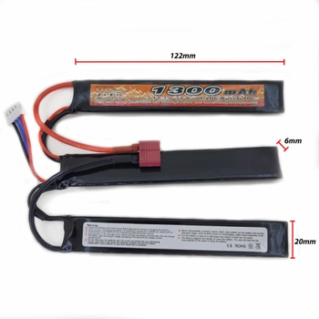 Аккумулятор LiPo 11.1V 1300mah - 3 stick 20-40C нунчаки Т-коннектор (VBPower) (для страйкбола)