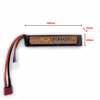 Аккумулятор LiPo 7.4V 1100mAh - stick 20-40C моноблок Т-коннектор (VBPower) (для страйкбола)