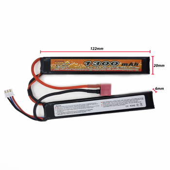 Аккумулятор LiPo 7.4V 1300mah - 2 stick 20-40C Т-коннектор (VBPower) (для страйкбола)