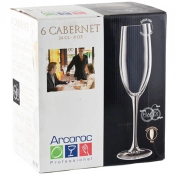 Набір келихів шампань флюте Arcoroc C&S Cabernet 240 мл 6 шт (D0796) HD