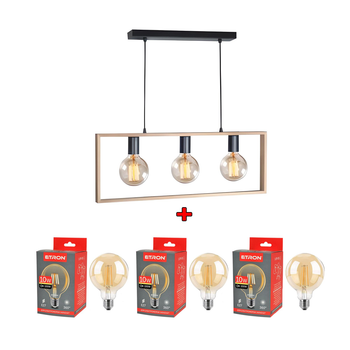 Комплект светильник Vesta Light Wooden Frame Натуральный + 3 лампы G95