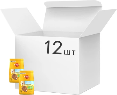 Упаковка сухого корму для цуценят Pedigree з птицею та овочами 12*500г (5900951311987)