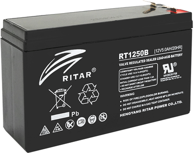 Аккумуляторная батарея Ritar RT1250BL AGM 12 V 5 Ah Black Case (YT33809)