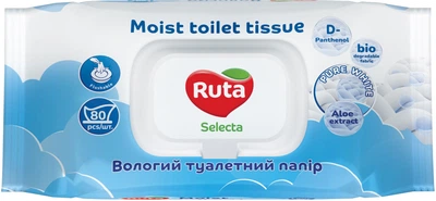 Вологий туалетний папір Ruta Selecta 80 аркушів (4820202896494)