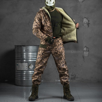 Мужской зимний костюм "Splinter" softshell на мехе / Теплая Куртка + Брюки пиксель размер XL
