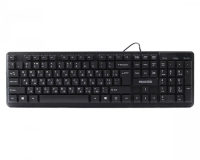 Клавиатура офисная Maxxter KBM-U01-UA, USB, Укр/Рус, пластик, черная