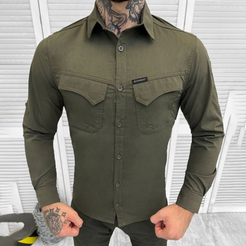 Мужская крепкая Рубашка Combat RipStop на пуговицах с карманами олива размер L