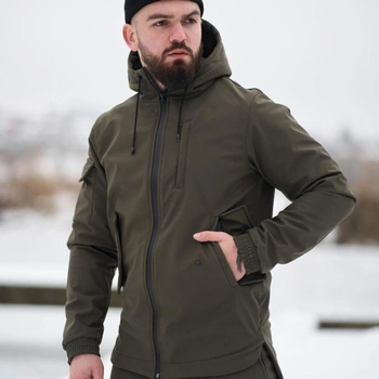 Мужская демисезонная Куртка Intruder SoftShell с капюшоном хаки размер XL