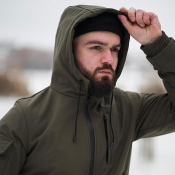 Мужская демисезонная Куртка Intruder SoftShell с капюшоном хаки размер XL