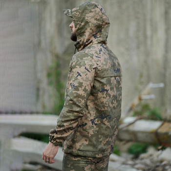 Мужской Анорак Intruder Terra с шевроном в виде флага Украины / Ветровка с капюшоном пиксель размер 3XL