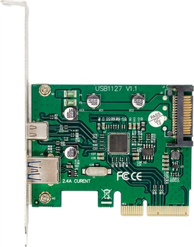 Плата розширення Frime PCI-E to USB3.1 TYPE-A+C (1+1 порти) ASM1142 (ECF-PCIEtoUSB009.LP)