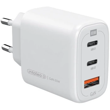 Зарядний пристрій Intaleo 65W GAN 2USB-C PD+USB-A QC 3.0 white (1283126559525)