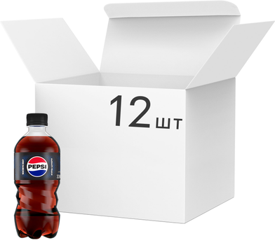 Упаковка безалкогольного напитка Pepsi Max Black 0.33 л x 12 шт (4823063122665)