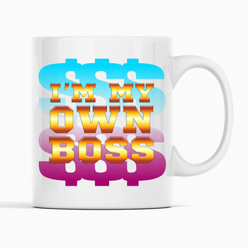 Белая кружка (чашка) с оригинальным принтом директору, руководителю "I'm own boss. Я сам себе босс" К001676