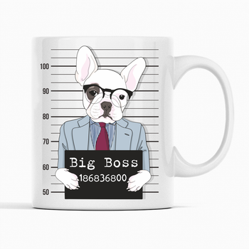 Белая кружка (чашка) с оригинальным принтом директору "Big Boss Police. Большой Босс. Полиция" К001682