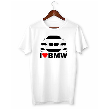 Мужская белая футболка с оригинальным принтом автомобилисту "I love BMW. Я люблю БМВ" Push IT XXL ФП012359XXL