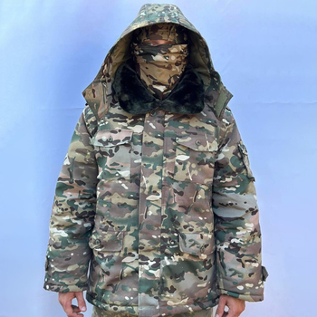 Чоловіча зимова Куртка зі знімною підкладкою та коміром мультикам / Бушлат на синтепоні розмір XL
