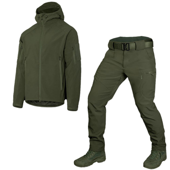 Чоловічий костюм Куртка + Штани SoftShell на флісі / Демісезонний Комплект Stalker 2.0 олива розмір 2XL