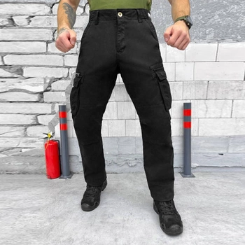 Чоловічі Штани Loshan на флісі чорні / Утеплені бавовняні Брюки розмір з 7-ма кишенями 3XL 40