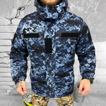 Мужской бушлат на флисе "Urban Camouflage" / Зимняя куртка с силиконовым утеплителем пиксель размер XL