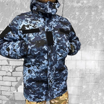 Мужской бушлат на флисе "Urban Camouflage" / Зимняя куртка с силиконовым утеплителем пиксель размер L