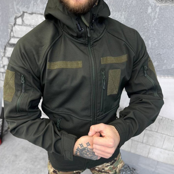 Мужская зимняя куртка SoftShell на флисе олива размер L