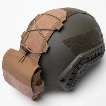 Карман-Противовес с липучками на шлем / Итог типа FAST койот размер 11 х 25 х 3см