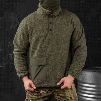 Мужской свитер на меху "Extra Lamb" олива размер XL