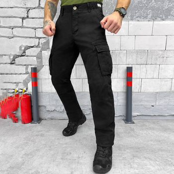 Чоловічі Штани Loshan на флісі чорні / Утеплені бавовняні Брюки з 7-ма кишенями розмір L 34
