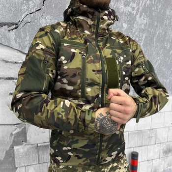 Демисезонная мужская Куртка Softshell на флисе с Капюшоном и Липучками под шевроны мультикам размер XL